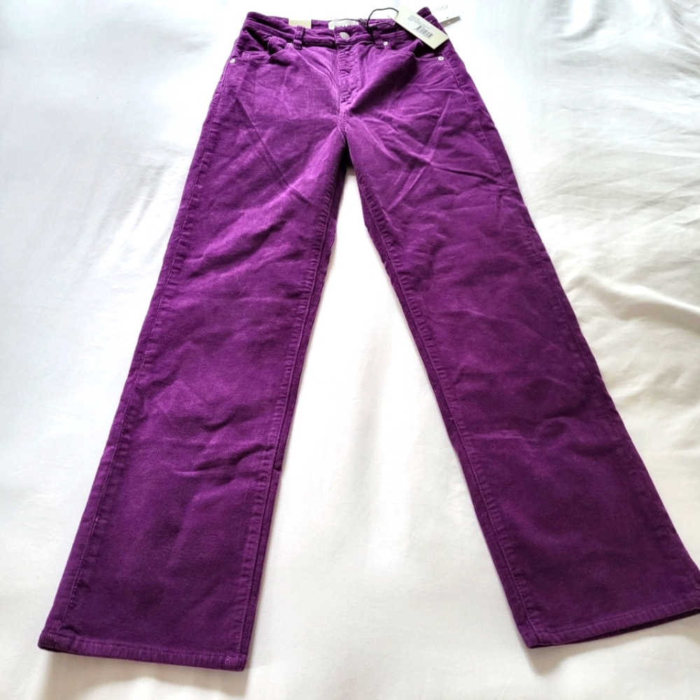 Rolla’s X Free People Original Straight High Rise Cord Corduroy Pants Purple 27